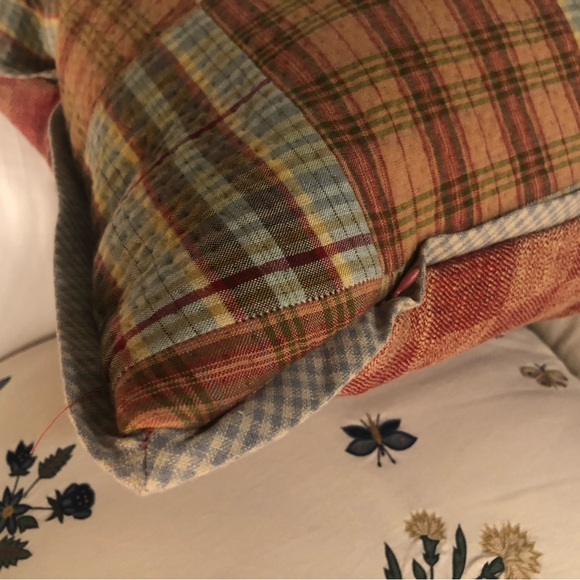 Pierre Frey plaid quoted single oblong bed pillow - Picture 4 of 4